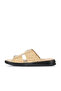 Beige Leather/Ostrich Men's Flat Slippers 25Mt2488 - 3