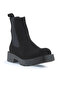 Black Suede Women's Flat Boots 01Wt2506 - 2