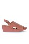 Pink Leather Women's Wedge Heeled Sandals 01Wy2407
