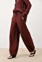 Burgundy Adjustable Leg Drapey Women's Trousers - 3
