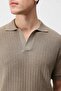 Beige Premium Textured Men's Knitwear T-Shirt - 3