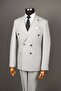 Exclusive striped double-breasted suit - light grey - 2
