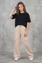 Elastic Waist Wide Leg Relaxed Fit Girls School Sweatpants with Cargo Pockets