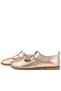 Genuine Leather Shiny Copper Buckle Girls' T-Bar Ballerina Shoes - 7