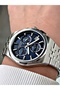 Functional Silver-Navy Blue Color Sapphire Glass Steel Band Steel Case Men's Wristwatch 1288Mr - 2