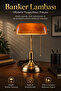 Banker Table Lamp Amber Glass Antique Body E27 Base Retro Decorative Table Lamp (Bulb with Gift)