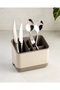 Practical Divided Countertop Spoon Fork Knife Drying Rack Beige - 4
