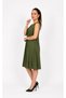 Women's Sleeveless V-Neck Cotton Viscose Midi Dress - 2