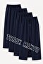 4 Pieces Unisex Regular Pipe Leg Navy Blue Color Sweatpants - 4