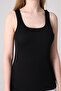 100% Cotton Women's Black Thick Strap Tank Top - 2