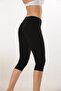 3-Piece Women's Cotton Black Knee-Length Capri Leggings & Comfortable Texture - 2