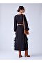 Women's Black Flared Long Dress – Allure Fit |   Flowing Form |   Sash Detail - 2