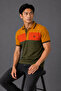 100% Cotton Men's Polo Collar T-shirt, Colorful Striped Short Sleeve Split Model, Mountain Logo Design - 3
