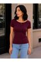 Modal Fabric Boat Neck Solid Color Flexible Bodycon Slim Fit Women's Short Sleeve T-Shirt/Body - 3