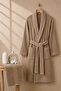 Striped Bathrobe Set 100% Certified Cotton, Unisex, Shawl Collar Striped Design Bathrobe and Head Towel - 4