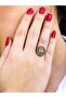 Natural Stone Pink Quartz Round Natural Stone Antique Model Women's Adjustable Ring Euy70Pk