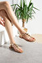 Gold Women's Shell Detailed Comfortable Flip-Flop Sandals Olive Soft Sole Comfortable Ergonomic - 2