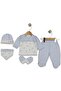 Baby Boy Teddy Bear Embroidered 100% Cotton 0-3 Months 5-Piece Newborn Hospital Release Zibin Set - 3