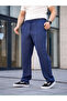 Men's Linen Pocketed Stitched Jogger Buggy Pants Comfortable Fit - Navy Blue - 4