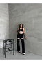 Women's Window Jeans Wide Leg Black Denim Trousers - 5