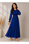 Libaslab Royal Blue Chiffon Lined Belted Dress - 3