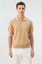 Camel Textured Polo Collar Knitwear Men's T-Shirt