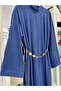 Shoulder Pad Tex Ribbed Knit Dress - Indigo Blue - 42 - 4