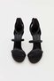 Women's Three-Stripe Stone Detailed Back Zipper Thin Heeled Evening Dress Shoes Black - 2