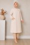Women's Islamic Clothing Araboy Sade Aerobin Daily Cap & Ferace Beige - 4