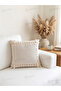 2-Pack |   100% Cotton Buldan Handmade Cream Pompom Tasseled Natural Zipperless Pillow Cover - 4