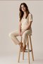 Women's Crepe Waist Belted and Zippered Jumpsuit-Beige - 5