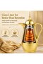Arabic Coffee Vacuum Flask 0.6L Gold - Leakproof Gahwa Thermos with Glass Liner | Hot Tea & Coffee Flask for Majlis, Home & Guest Serving (GOLD, 600 ml) - 7