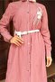 Striped Embroidery Detailed Suit Claret Red 19261 - 2