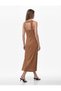 Viscose Fabric Round Neckline Window Detail Backless Sleeveless Long Dress - 3