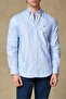 Luca Twill Cotton Comfort Fit Light Blue Button down Collar Men's Checkered Shirt