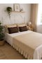 Pearl Beige Color Ruffled Bed Runner Set Double Size 3 Pieces (Bedspread Not Included) - 8