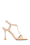 Women's Beige Ankle Buckle High Thin Heeled Patent Leather Sandals 26Sfd160616