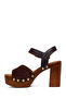 Women's Brown Ankle Buckle Platform High Thick Heeled Suede Leather Sandals 26Sfd152810 - 3