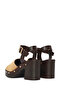 Women's Beige Ankle Buckle Thick Heeled Suede Leather Sandals 26Sfd240310 - 7