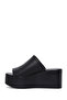 Women's Black Leather Slippers with Filled Heels 26Sfd152018 - 3