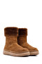 Women's Tan Thick Soled Fur Detailed Suede Leather Boots 25Wfd133410 - 4