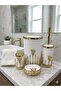 5 Piece Luxury Wc Set Gold Detailed Modern Bathroom Accessory Set - 3