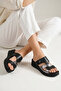 , Women's Genuine Leather Comfort Slippers 1611008Z453 Black - 2