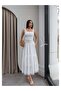 Lace Embroidered Belted Midi Dress