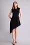 Asymmetric Crew Neck Crepe Sleeveless Midi Black Dress I1681Ax26Sm - 4