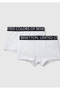 Boy's White Boxer Set with Logo Print on the Waistband, 2-Piece