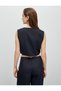 Crop Vest Gold Buttoned V-Neck Pocket Detailed - 4