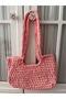 Hand Knitted Pink Color Bag Made from Seamless Combed Cotton Yarn - 5