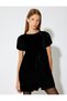 Velvet Dress Short Sleeve Round Neck - 2