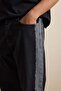 Men's Super Baggy Side Panel Detailed Jean Trousers Black - 4